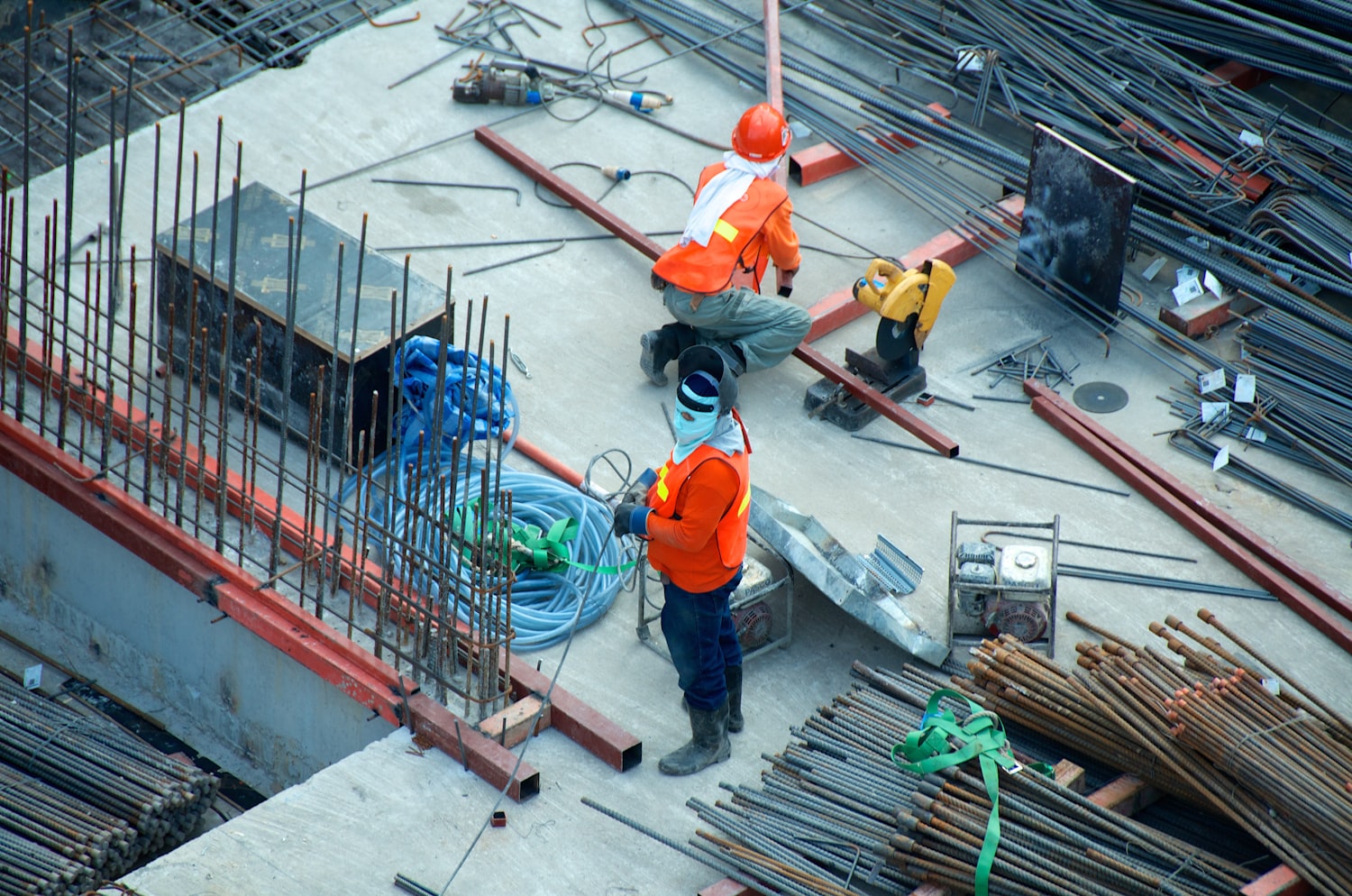 Commercial interior construction in progress — framing, layout modifications and structural work